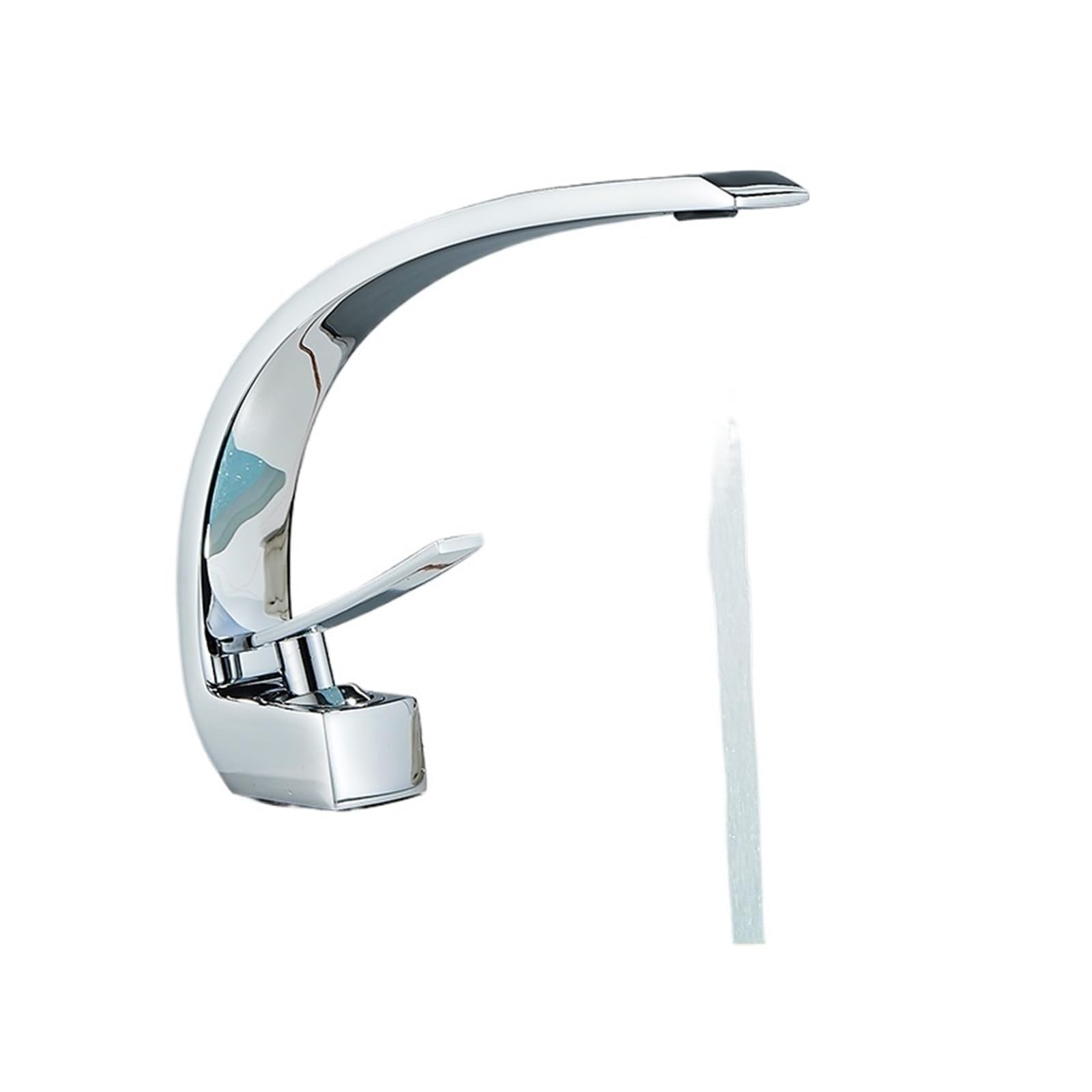 CVFRDD Basin Sink Faucet Hot And Cold Bathroom Mixer Tap, Single Hole Basin Sink Tap, Washing Face Bathroom Faucet Deck Mount Mixer Crane(Chrome)