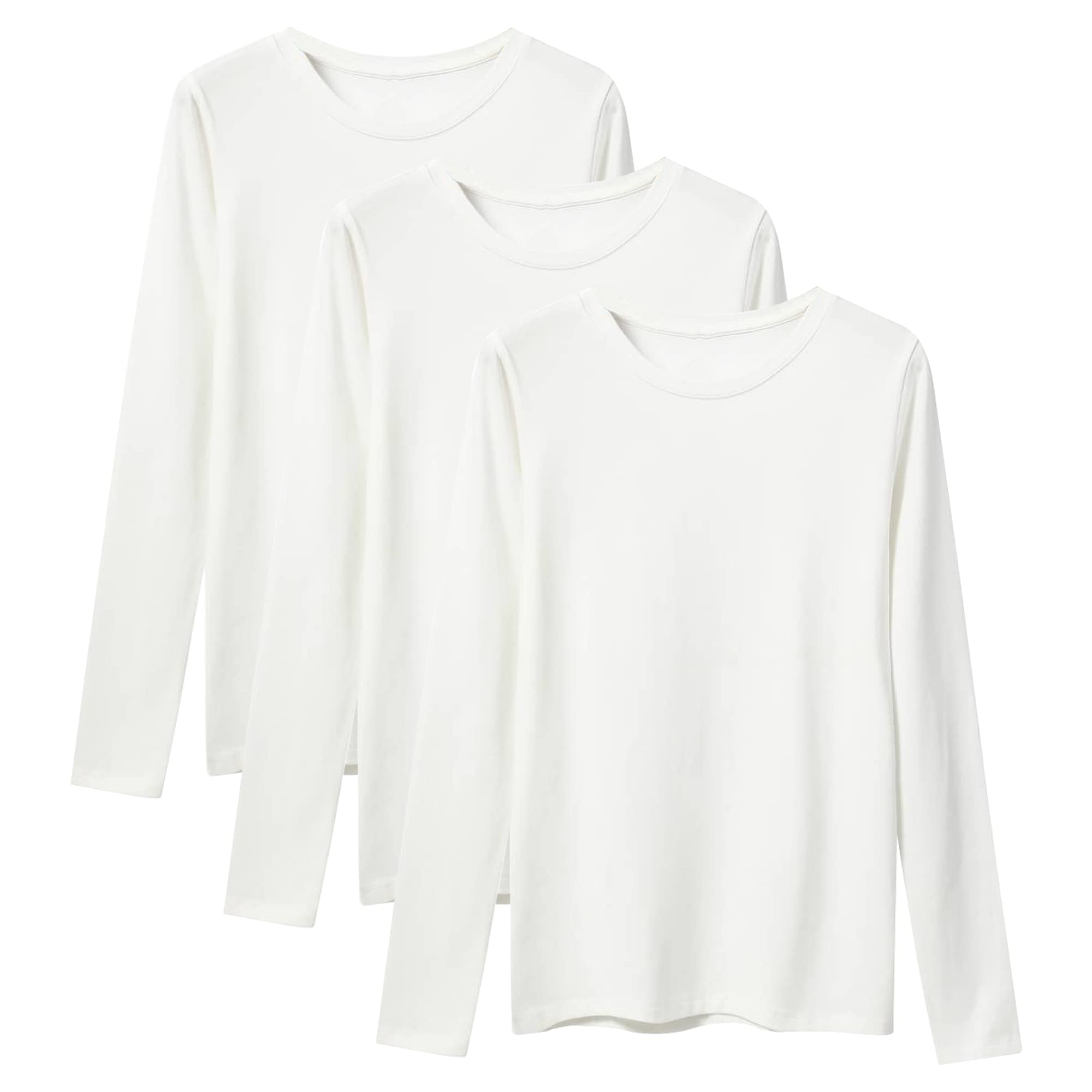 LiKing Maglietta a Maniche Lunghe Donna con Scollo Tondo Cotone 3er Pack 6151