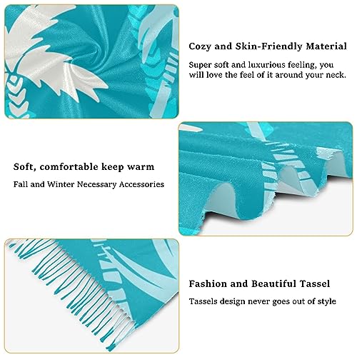 OTVEE Tropical Blue Coconut Palm Trees Womens Scarf Soft Shawl Wrap Tassels Scarf for Fall and Winter4