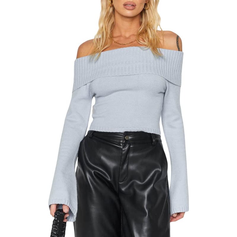 Women Sexy Knit Slim Crop Tee Shirts Square Neck Cutout Long Sleeve Sweater Casual Blouse Ribbed Tops2