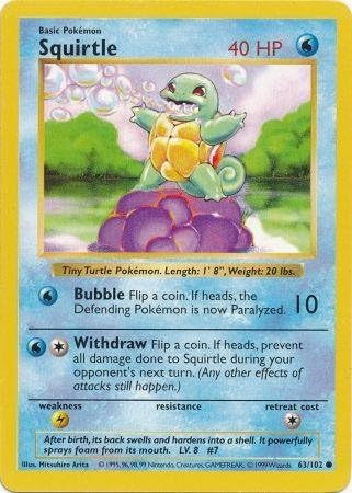 PokemonSquirtleBasic 63102shadowless