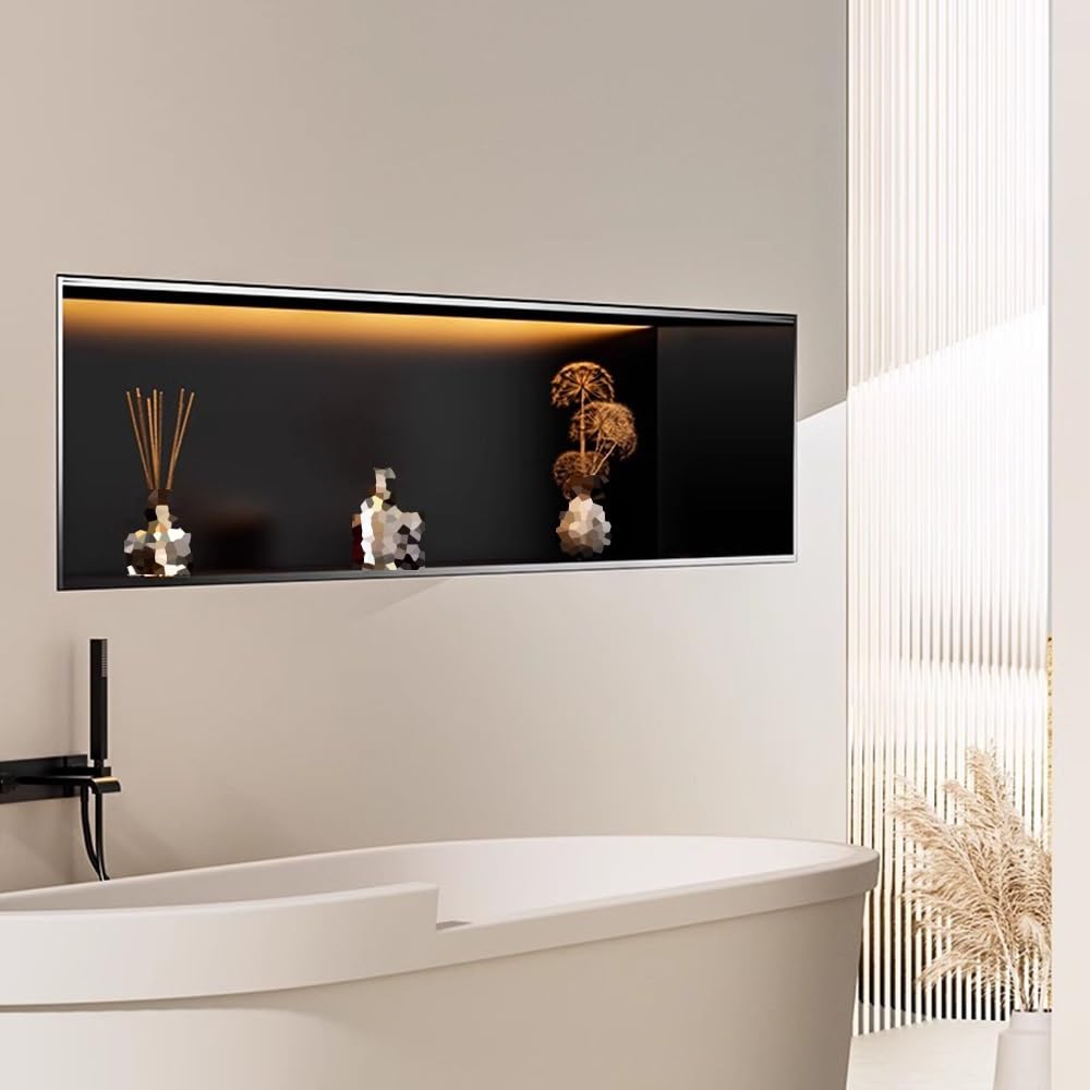 Wand-Duschregale, für Shampoo und Seife, multifunktional, Fußstütze und Toilettenpapierhalter, 120 x 28 x 12 cm, Mattschwarz