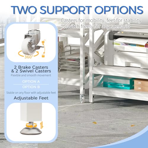 Image of METYERRY 24 inchx23.6 inch Large Printer Stand with Power Outlet, 3 Tier Cart