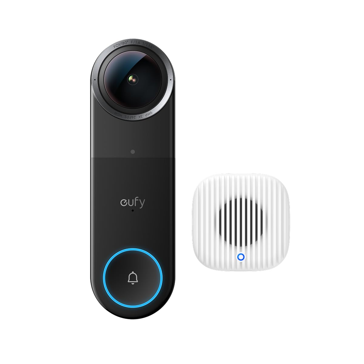 No Subscription, AI Auto Tracking, Auto Framing, 9MP, AI Detection, Color Night Vision,2-Way Talk,With Chime,Supports HomeKit eufy Security 3K Wired Doorbell Cam S4, New VR Doorbell, 180°Panoramic View