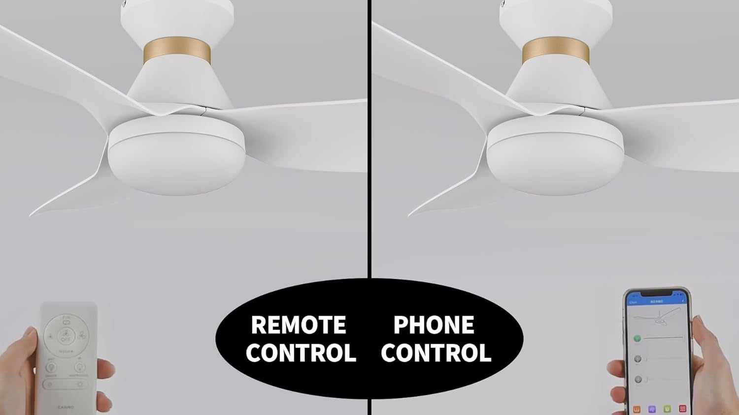 Carro 45" Smart Low Profile Ceiling Fan with Lights, DC 10 Speeds White Ceiling Fan with Remote, 3 Light Colors Dimmable, Flush Mount Ceiling Fan Compatible with Alexa, Siri & Google Home, White Gold