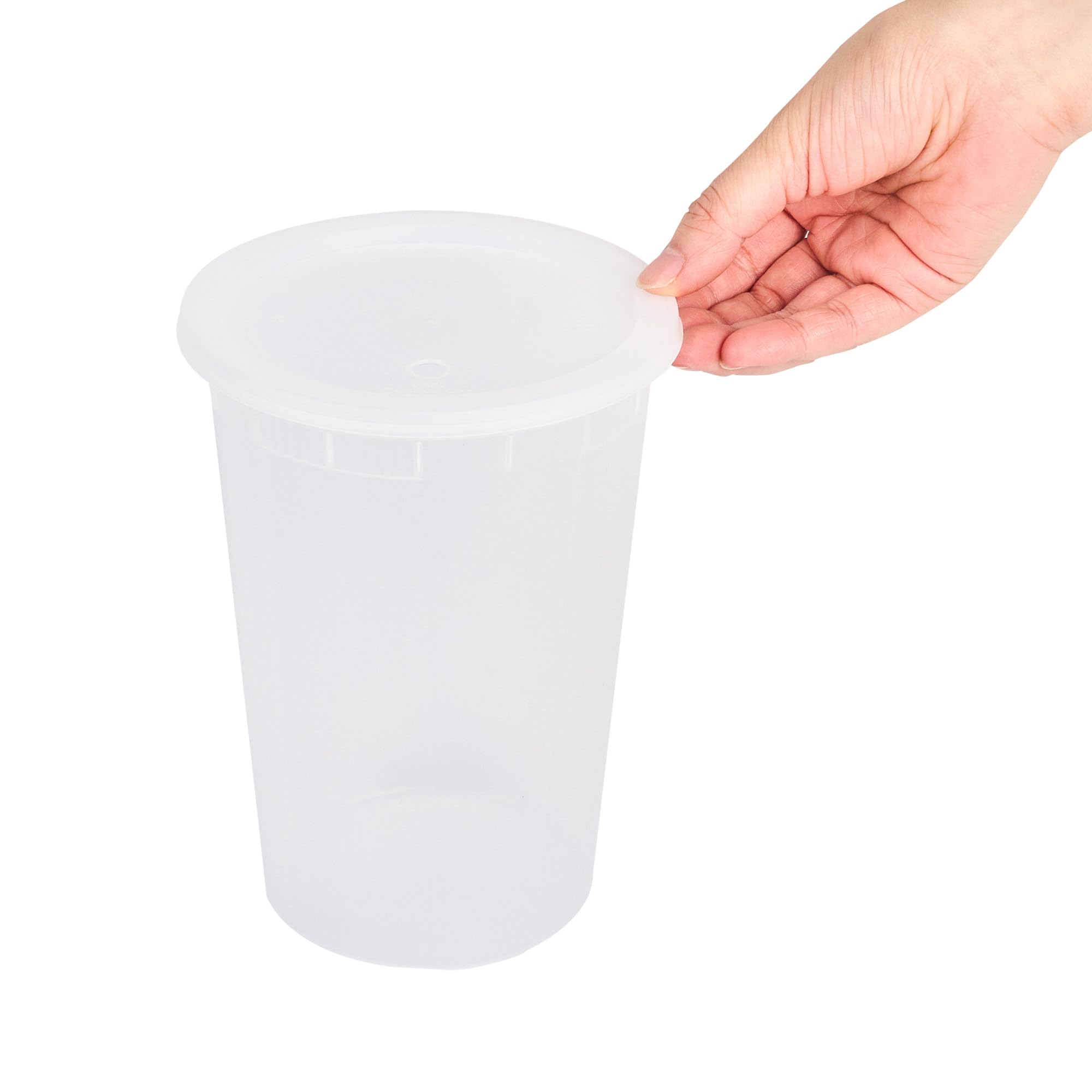 Restaurantware - Asporto - Contenedores de sopa desechables de 48 onzas, 100 recipientes de delicatessen con tapas, aptos para microondas, recipientes de plástico transparente de alta calidad,