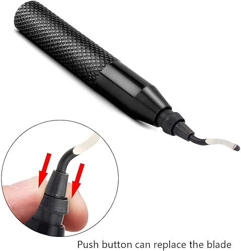 Miniatura 3 de Juego de herramientas de desbarbado manual, práctico para cortar desbarbas de madera, plástico, aluminio, cobre y acero (negro, 10 unidades)