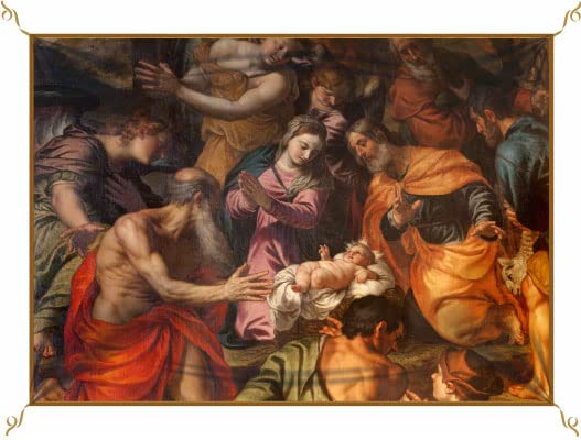 PORRAS ESTAMPACION & BANDERAS Balconera, colgadura de Navidad. Ha Nacido el niño Dios. Adoración de Jesús. Lienzo Navidad Niño Jesús y María. Balconeras navideñas de Tela 100 x 70 cm.