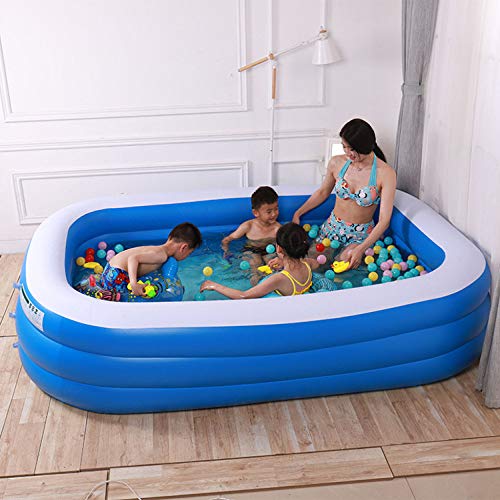ZHKGANG Adult Inflatable Swimming Pool Home Thickening Oversized Children Outdoor Paddling Pool Summer Rectangular Pool Toys,Blue-269 * 117 * 61cm