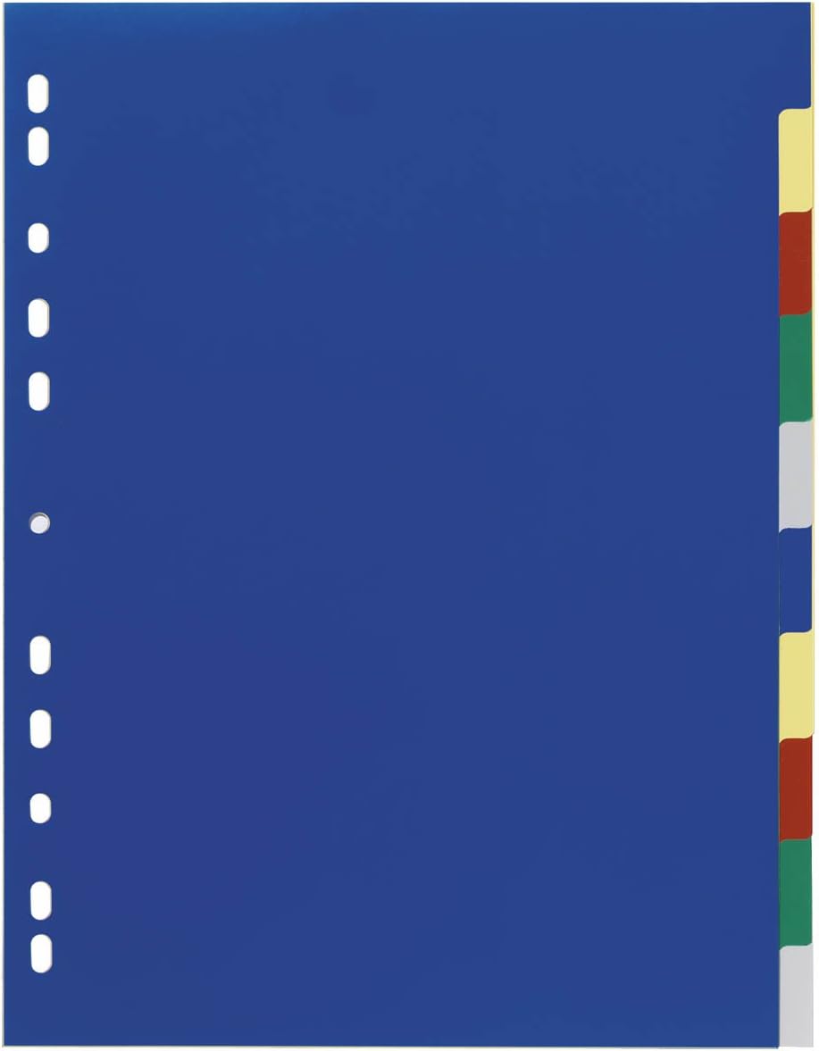 Durable Index A4+ 10 Part File - Includes Coloured Tabs & Cover Sheet for Easy Organisation - Universal Hole Punching - Pack of 20