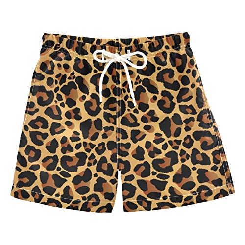 Aflyko Boys' Board Shorts Leopard Brown Black Bathing Suit Toddler Swim Trunk Girls Beach Swimwear #TOP18