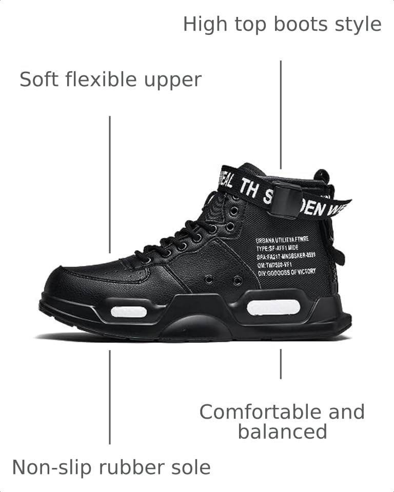 Image of Mens Fashion Sneakers High Top Walking Shoes Sport Athletic Casual Shoe Vogue Stylish Men