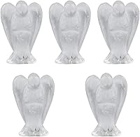Vista 5 de mookaitedecor Set of 5 Assorted Crystal Angel Figurines, 1.5 inch Mini Guardian Angel Statue Carving Pocket Stone Sculpture for Home Room Office