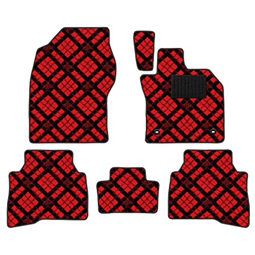 Aviles 新型 プリウス 60系 フロアマット【16色から選択】(ハイブリッド,03:ダイヤチェック × レッド)