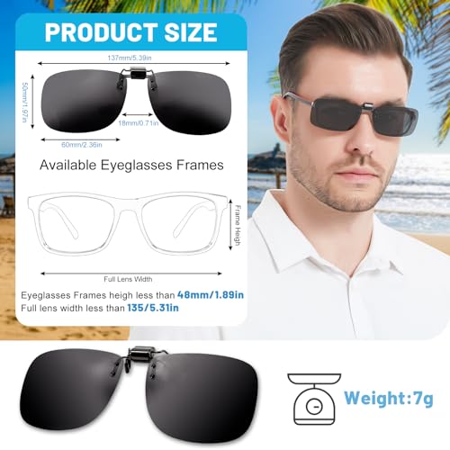 Image of OCCI CHIARI Polarized Flip-up Clip-on Sunglasses for Eyeglasses for Men and Women Outdoor /Driving UV400