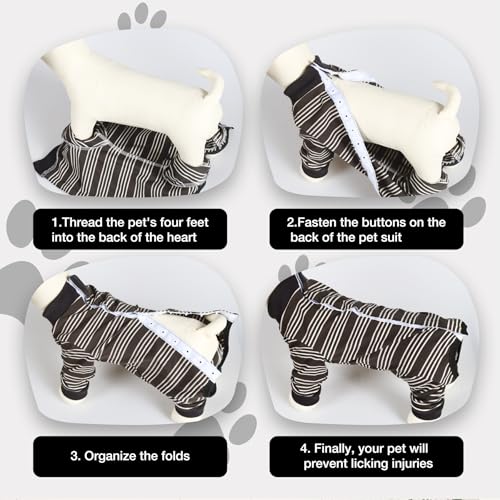 Image of Dog Recovery Suit, Pet Surgery Suits for Female Male, Striped Recovery Shirt Dog Abdominal Wounds Bandages, E-Collar & Cone Alternative, Neuter Stop Licking Onesie Body Suits for Large Dogs