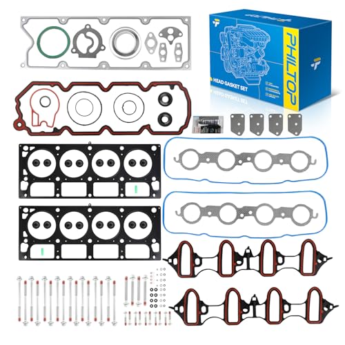Image of PHILTOP HS26190PT-2 Head Gasket Set Fit for Chevy Silverado 1500 2004-2009, Tahoe Express 2500 Avalanche Suburban 1500, GMC Sierra Yukon XL 1500 Savana, for 4.8L 5.3L Engine Cylinder Head Gasket Kit