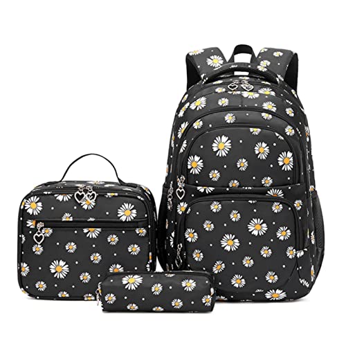 Zempertoopa Cartable Fille 3 sur 1 Sacs De Filles Mignons Sacs pour Enfants Sac À Dos Primaire Sac À Dos Sac À Dos pour Enfants Sac Sacs D'École Princesse-Black Cover