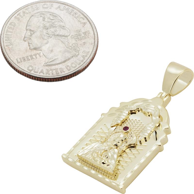 14k Yellow/White Gold Plated AAA Cubic Zirconia Virgin Mary Medallion Pendant