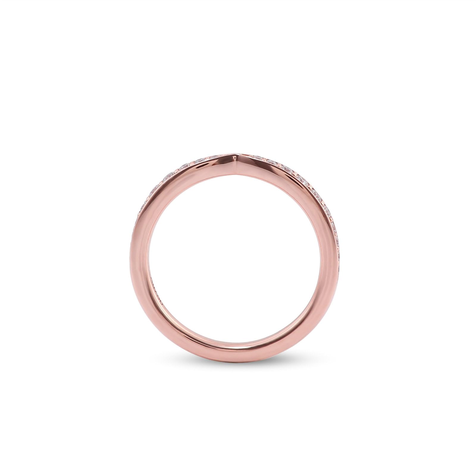 Fede Nuziale, Anelli Donna Matrimonio Oro Rosa 14K Mezza Eternità con Moissanite Rotondo Anello di Fidanzamento Donna Oro Rosa per Promessa