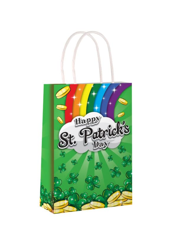 St. Patrick’s Day Paper Party Bag with Handles – Irish-Themed Gift Bags for Party Favors & Treats