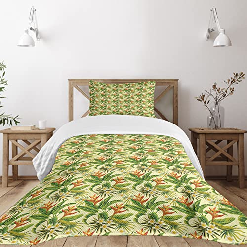 Ambesonne Tropical Bedspread Set, Exotic Plumeria...