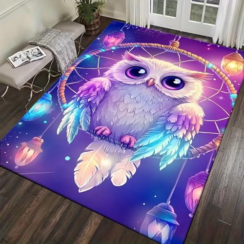Tapis de salon hibou imprimé 3D tapis de sol antidérapant de chambre