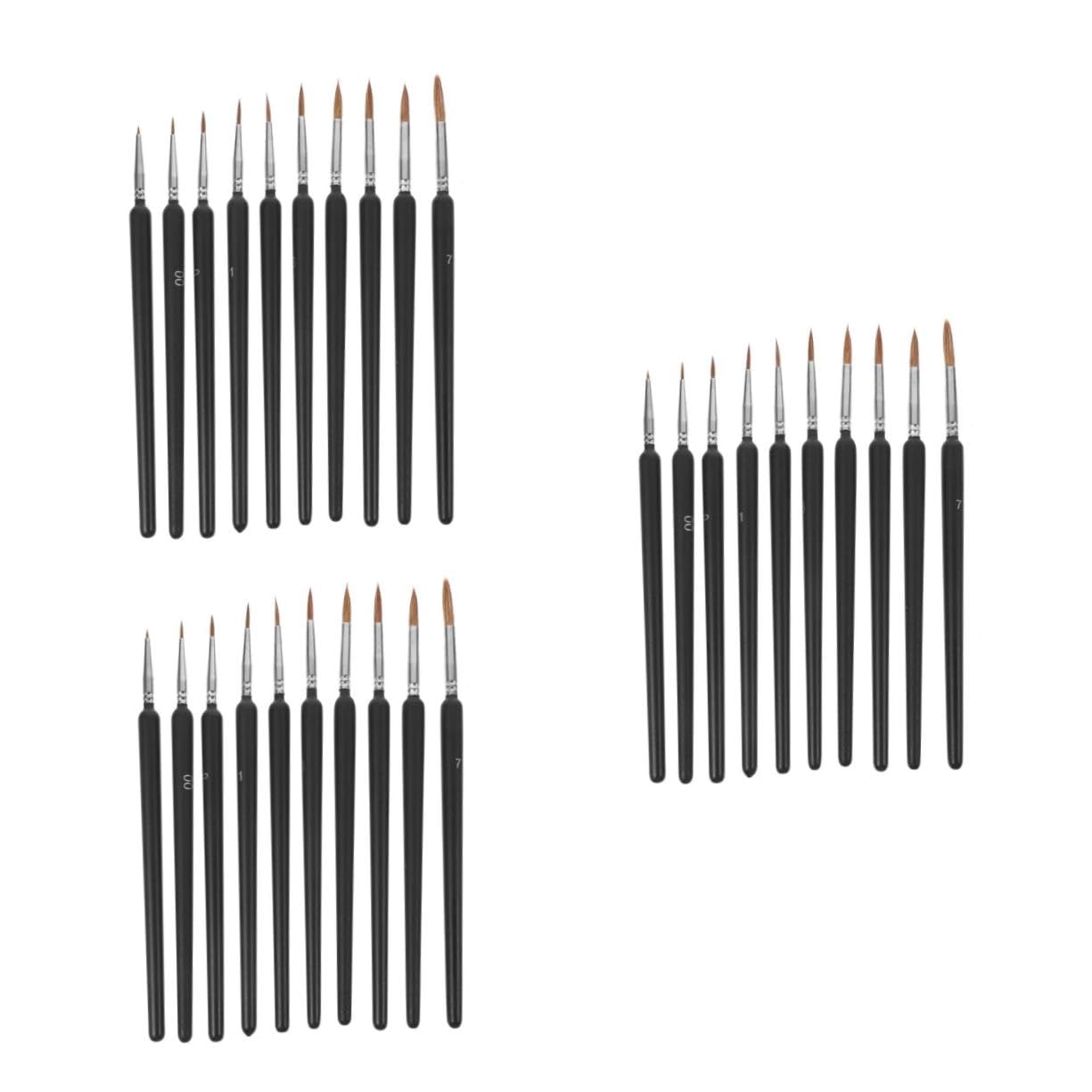 OSALADI 3 Series Pincel De Acuarela con Punta De Gancho para Detalles En Acuarela De Plástico Color Negro 6 Piezas x 3