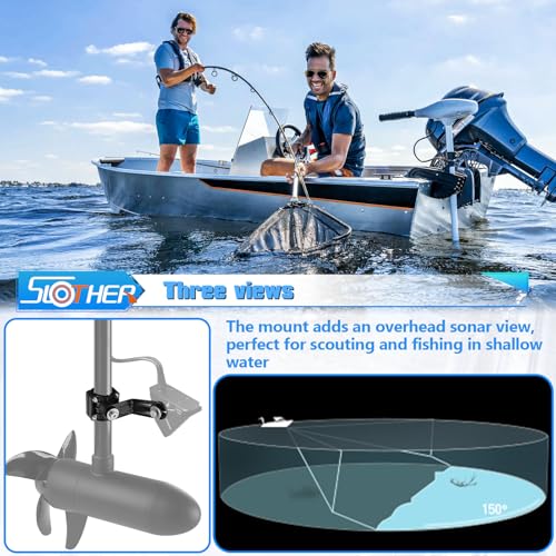 Image of Slother 010-12970-00 Perspective Mode Transducer Mount Compatible with Garmin Panoptix Livescope LVS32 Transducer Bracket,Pole Mount Fish Finder Mount