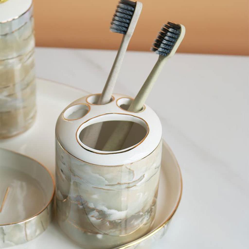Dispensador de Jabón Líquido Accesorios de baño Set de 6 piezas Kit de cerámica Kit de baño Dispensador de jabón Tenedor de cepillo de dientes Soporte de jabón Tumblers y bandeja de la bandeja Decorac