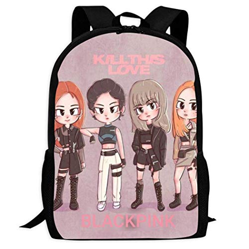XCNGG Mochila de impresión de fotograma completo para adultos informal escolar BLA CKPINK