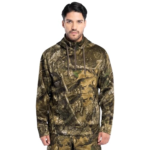 Realtree Men's Half Zip Pullover Bonded Fleece Hoodie, Realtree APX, Small