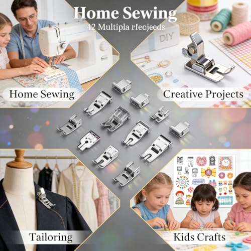 42 piezas kit de pies para máquina de coser multifunción miniatura 6