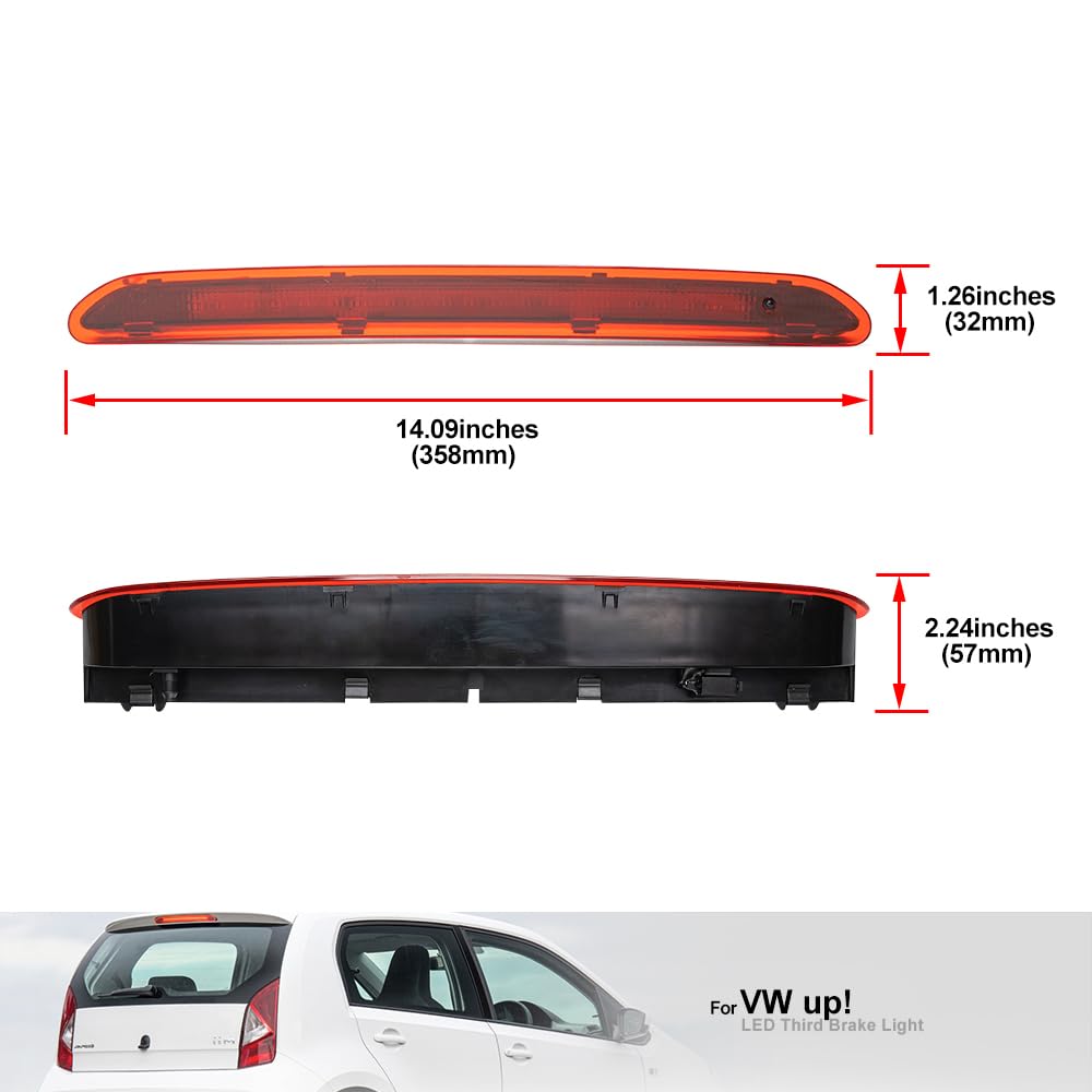 Terza Luce Di Stop A LED Con Lente Fumé Per VW Up!, E-Up!, Skoda Fabia III, Citigo, Mii – Sostituzione OEM, 12V, 20000 Ore