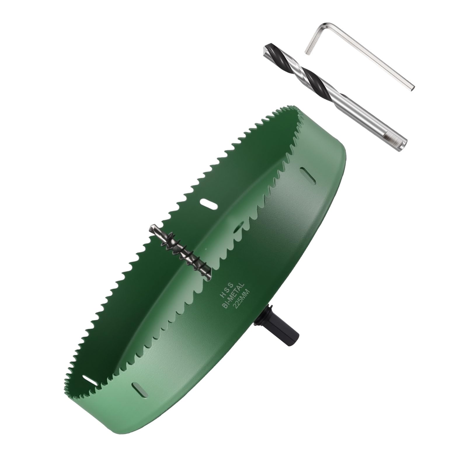 METALLIXITY Bi-Metal Hole Saw 8-7/8", M42 HSS Circular Head 225mm Hole Cutter with 2 Pilot Drill Bits