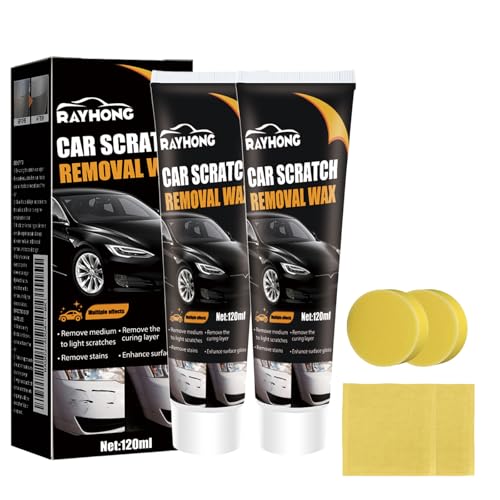 Kratzer Entferner Auto 2 Stück 2026 Neuer Autokratzer Reparatur Paste mit Schwamm Tuch Scratch Remover Wax Autopolitur Kratzer Entfernen Schnelle Lackpflege für Auto Oberflächenpolitur 240ml