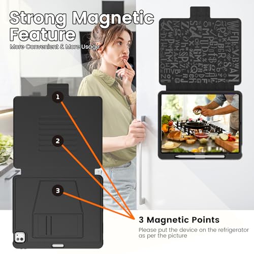 Étui iPad Pro 13 M5/M4 en cuir PU noir avec support multi-angles - 6