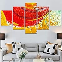 SIGNWIN 5 Panel Canvas Wall Art Modern Art Contemporary Digital Art Dramatic Geometric Multicolor Patterns for Home Decorations Ready to Hang - 60