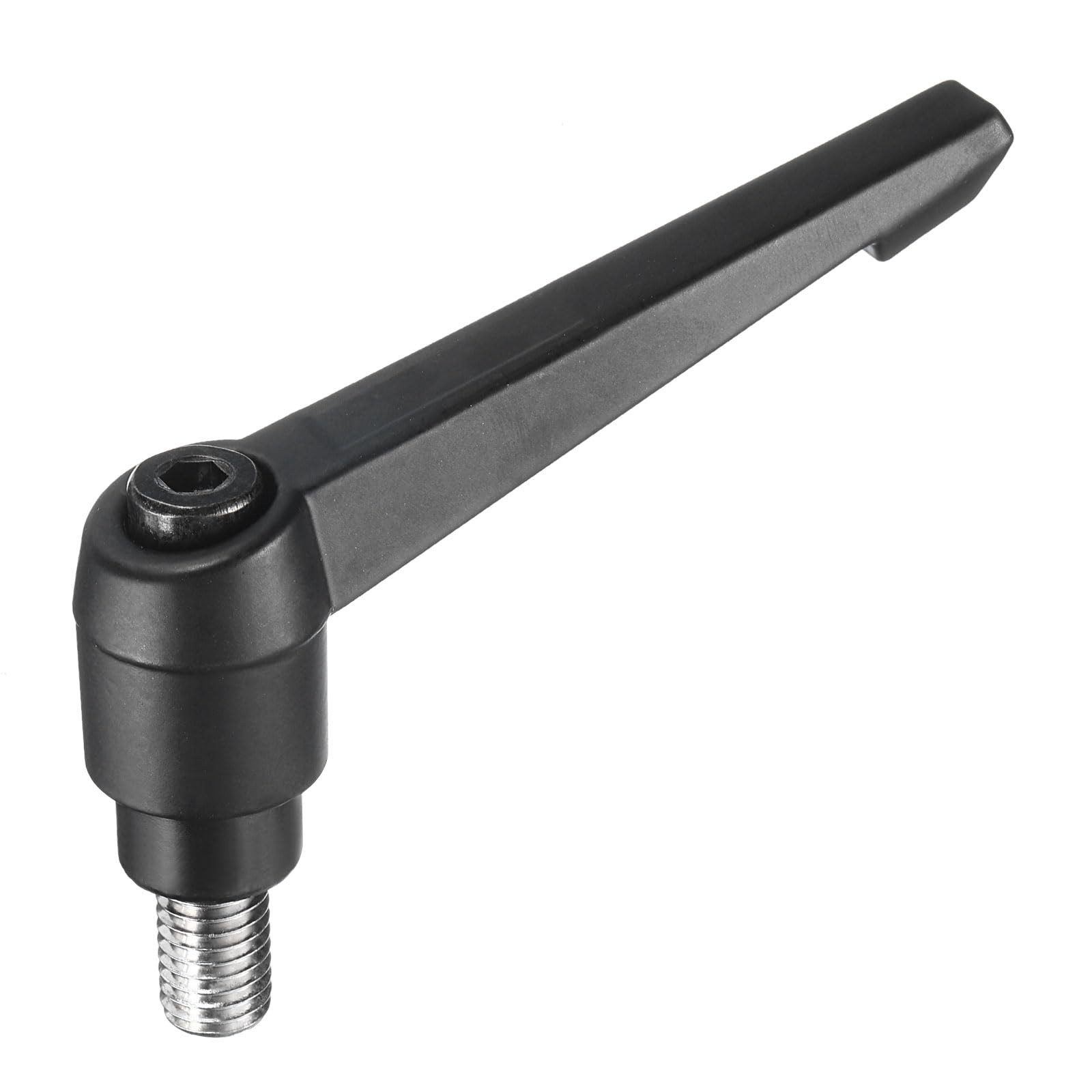 uxcell Adjustable Clamping Lever Handle M10 x 15mm Metric 304 Stainless Steel Male Threaded Stud Hand Knobs Push Button Ratchet Rotating Screw Handles Bolts with Locking Lever Black