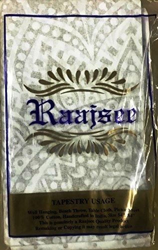 raajsee Wandteppich Mandala,Zimmer Deko, Weißes Gold Wandtuch Boho WandDeko,Wandbehang Psychedelic 132X208 CM