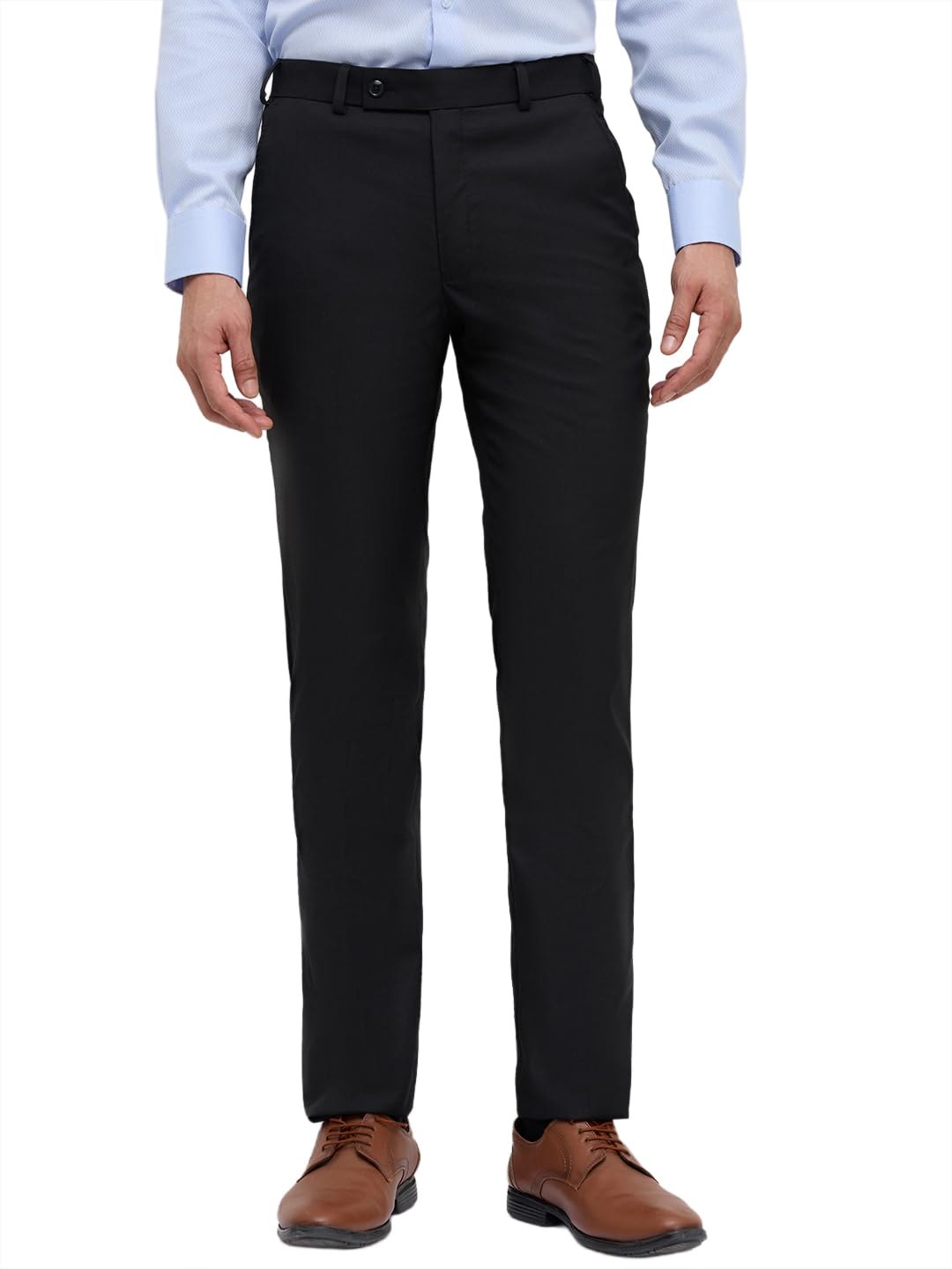 park avenue Men Smart Fit Checks Pattern Polyester Blend Flat Front Formal Trouser-picture-55