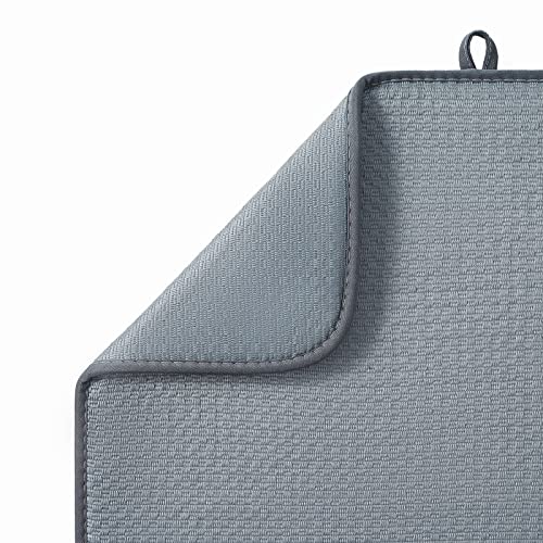 Image of Microfibre Drying Mat for Kitchen Dish Drying Drainer Mat Absorbent Drying Mat Washing Up for Glass, Plate & Cup 16inch x 18inch 2 Pack (Grey)
