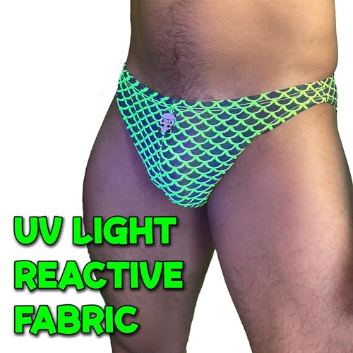 Party Swimmers Mens Swimwear and Party Briefs, Neon Flash Reflective Material, Brief and Bikini Cut, Hidden Zipper Pocket2