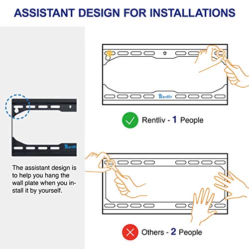 Rentliv Tv Mount For Most 26-55 Inches Tvs, Universal Tilt Tv Wall Mount Fits 8", 12", 16" Wood Studs With Loading 110 Lbs & Max Vesa 400X400Mm, Low Profile Wall Mount Bracket Tilting #TOP2