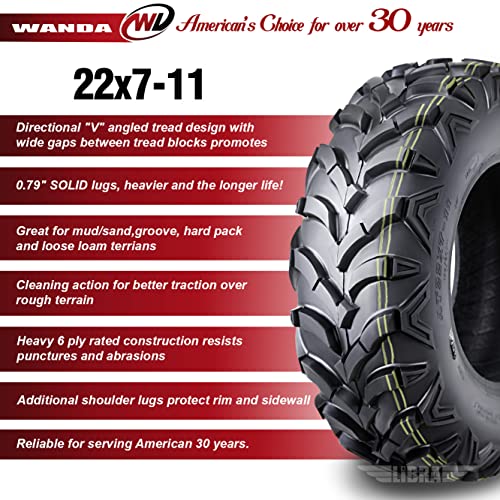 Set 2 Front Atv Mud Tires 22X7-11 22X7X11 6Pr For Honda Recon 250 Suzuki Ozark 250 #TOP2