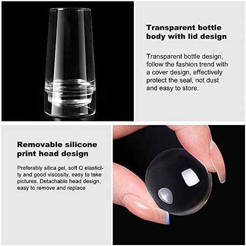 MZY118 Klare Silikon-Gelee-Stempel, Silikonkopf mit Abdeckung Nail Art Seal, Nagelstempelschablonen mit Schaber, kein… – Bild 3