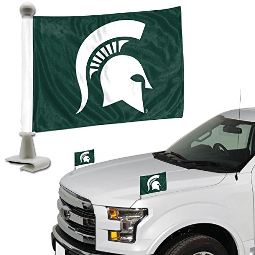 Fanmats 61915 Michigan State Spartans Ambassador Car Flags - 2 Pack Mini Auto Flags, 4In X 6In, Perfect For Hood Or Trunk #TOP22