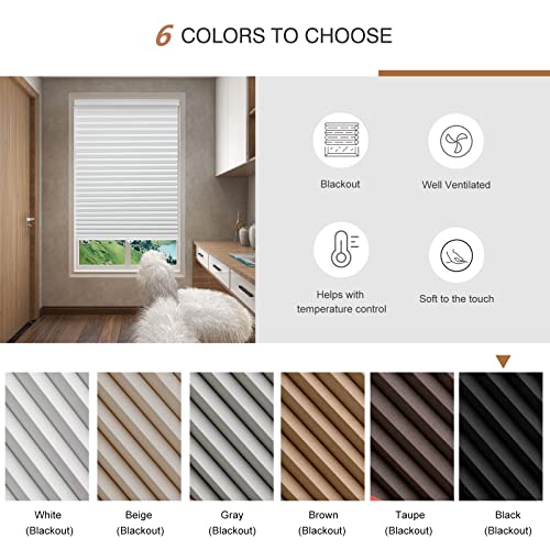 Changshade Door Window Blinds Cellular Shades Cordless Blackout, Honeycomb Black Out Room Darkening Light Blocking, 1.5'' Single Cell Pleated For Home, Shade Size 35" W X 72" H White, Jzcel35Wt72C #TOP7