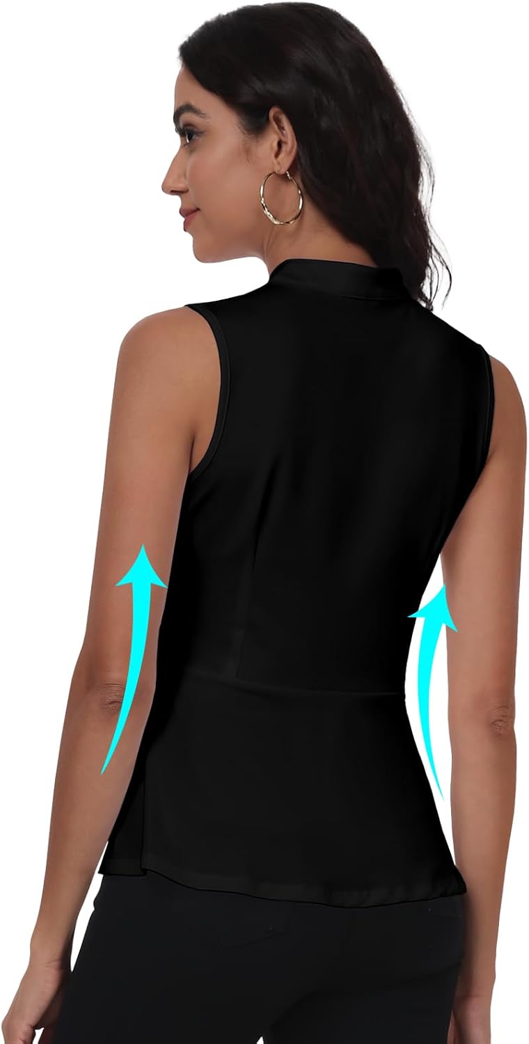 Soneven Women's Sleeveless Golf Shirts Collared Button Down Shirt Quick Dry Tank Tops - Image 6