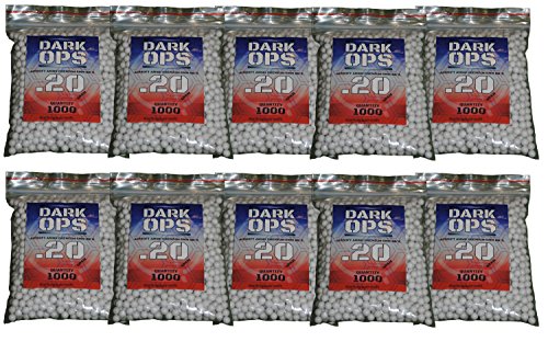 Dark Ops Airsoft BBS .20g 6mm - Perfect Spherical Sniper Rifle Pistol Ammo (10000 BBS, .20g ram)